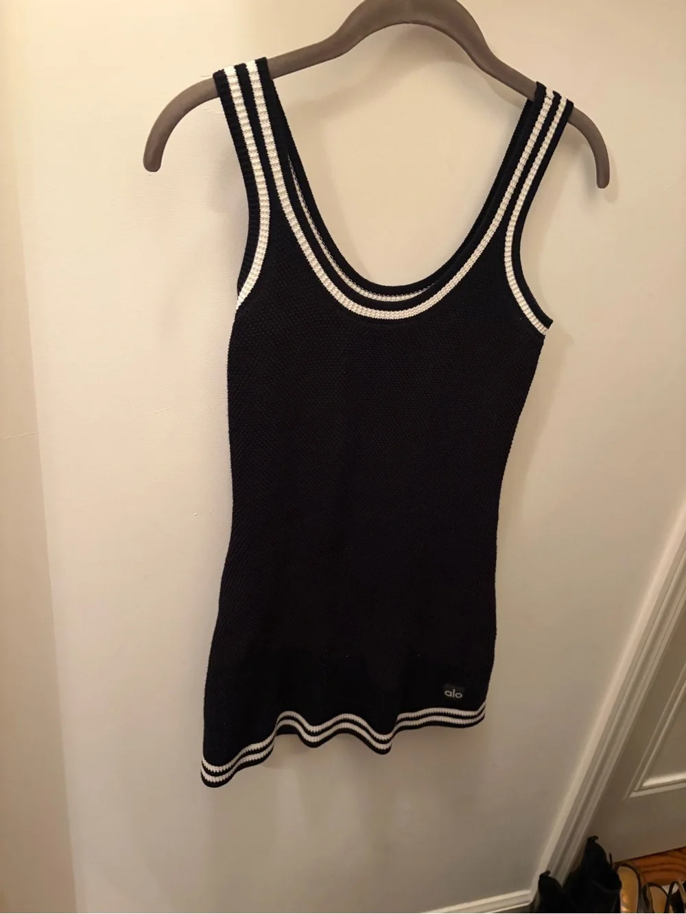 ALO Yoga Black Mini Dress with White Trim